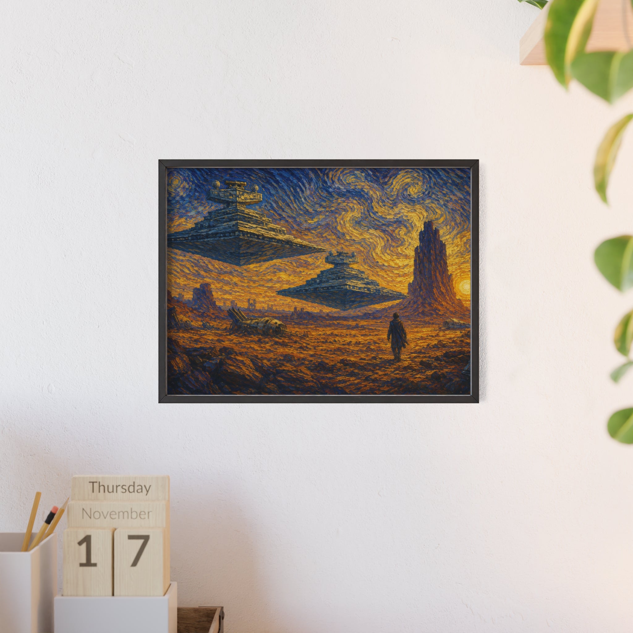 Galactic Sunset Poster  — Starship Landscape Wall Art