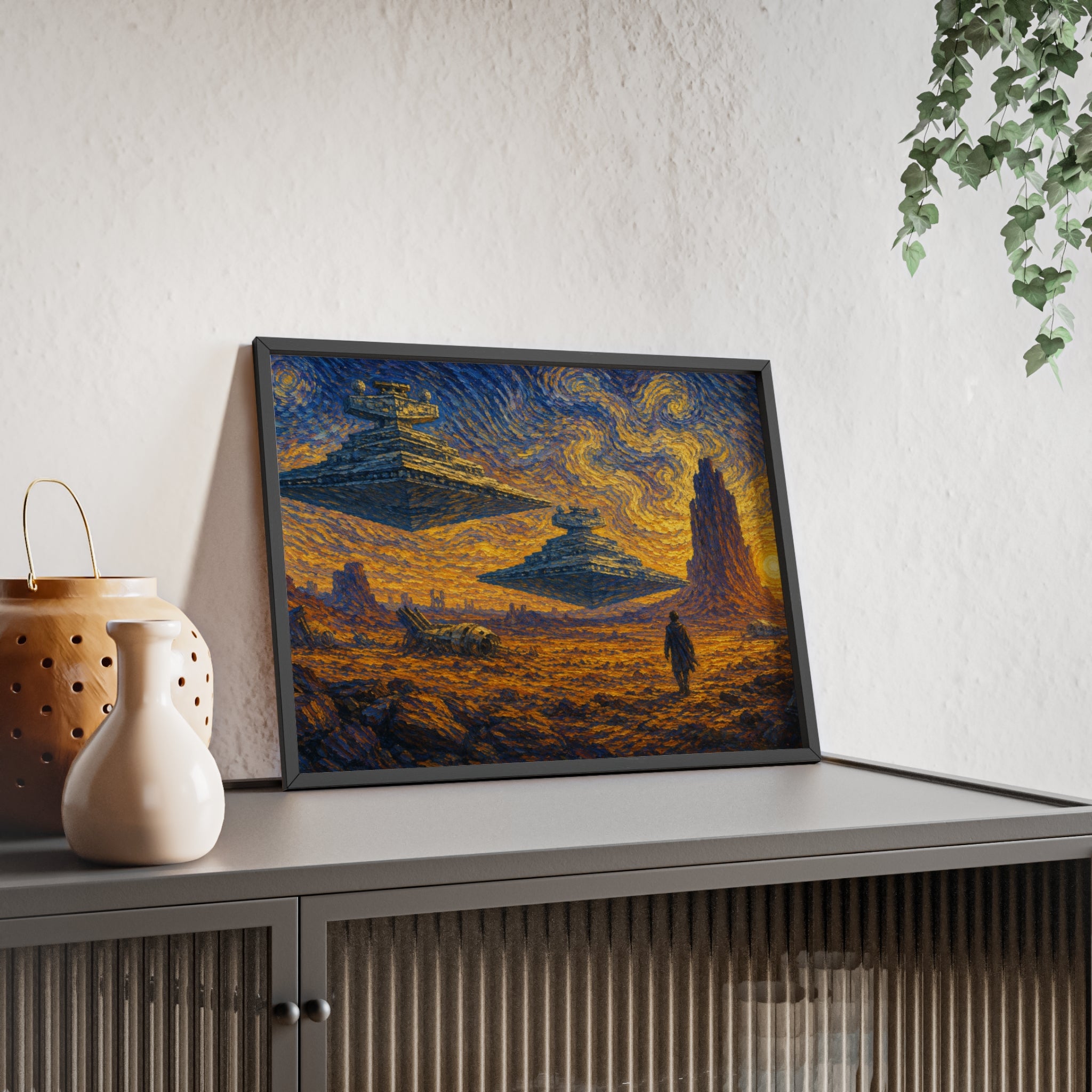 Galactic Sunset Poster  — Starship Landscape Wall Art